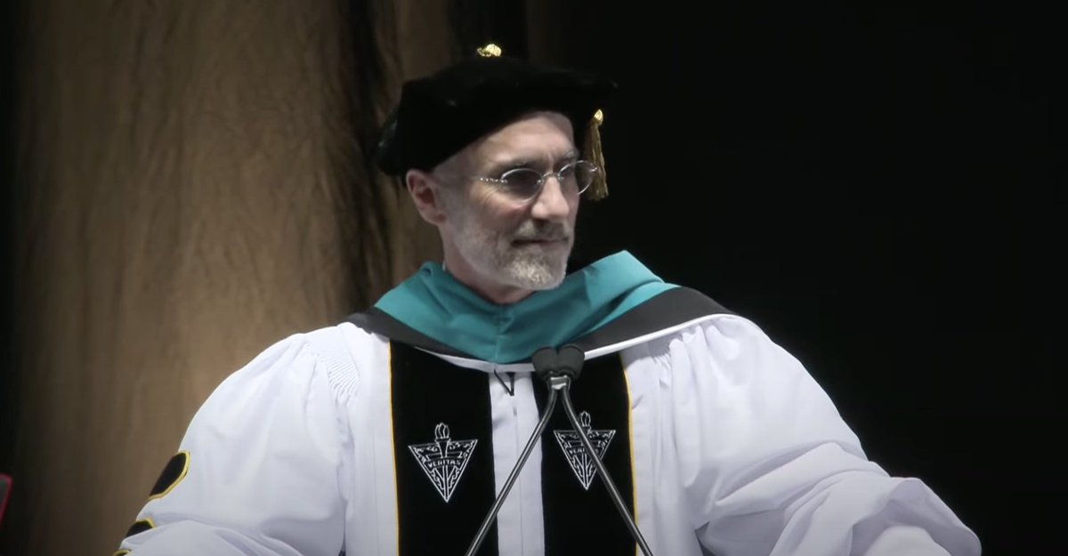 Some final advice for #PC2024 from happiness expert and author @ArthurBrooks, Ph.D. '24.: 'Use things. Love people. Worship God. Follow that formula as you leave here from this great college. It will never steer you wrong.'