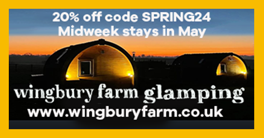 Spring into adventure at Wingbury Farm Glamping! Get 20% off midweek stays in May use SPRING24. Book today wingburyfarm.co.uk. #glamping #outdoors #Aylesbury As seen on our #ledscreens Choose #cornermedia for maximum brand reach & visibility! #fidigital #businessexposure