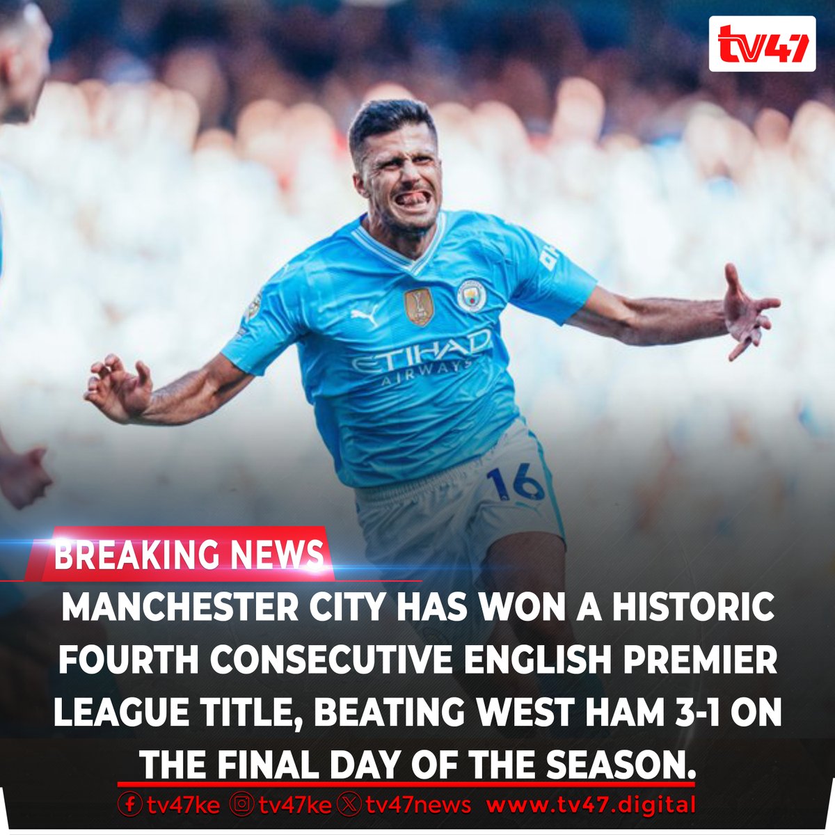 EPL : Manchester City are the Season 2023/24 champions.
#TV47Digital