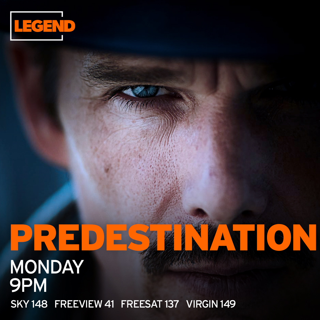 To save the future, he must reshape the past. Ethan Hawke, Sarah Snook, and Noah Taylor star in the gripping sci-fi thriller Predestination at 9pm. @FreeviewTV 41, @freesat_tv 137, @skytv 148, @virginmedia 149.