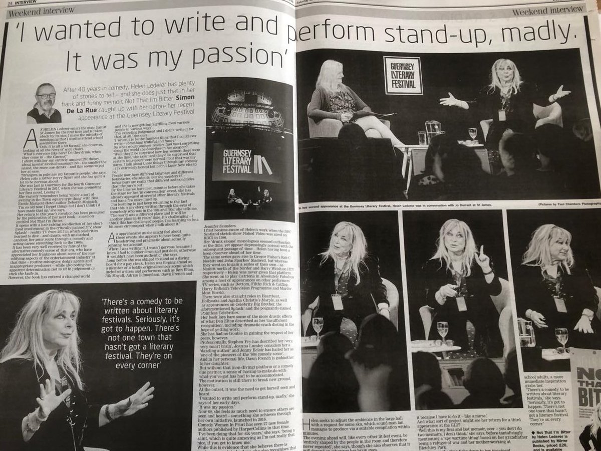 A brilliant interview in the @GuernseyPress this weekend  with @HelenLederer who was over recently for @GuernseyLitFest #GsyLitFest