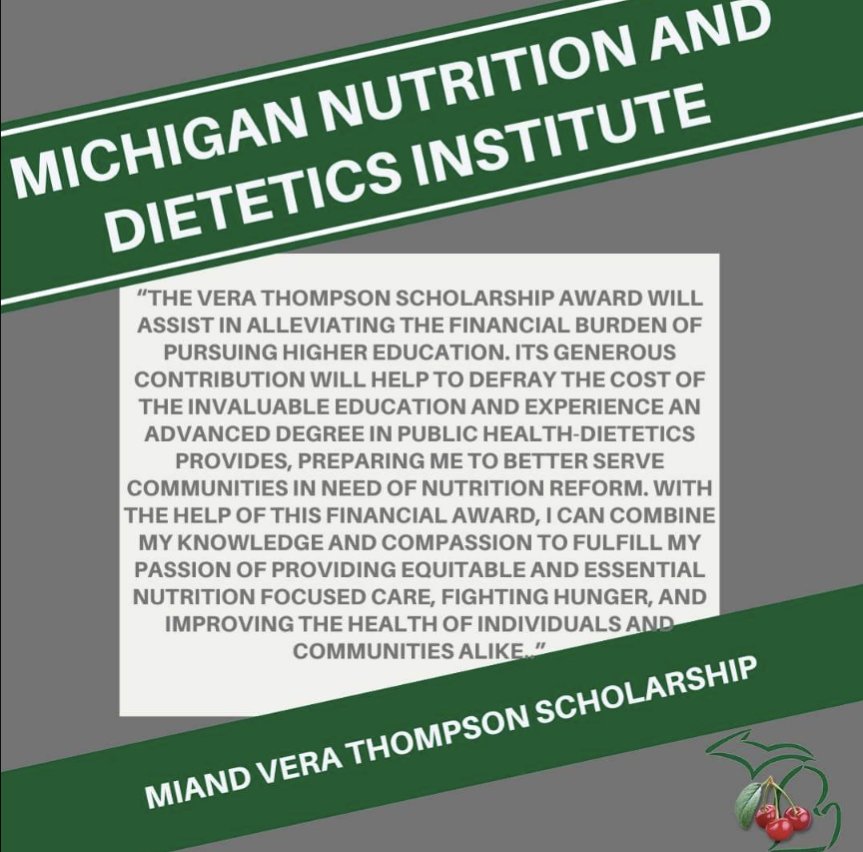 🥳️Congratulations Brielle Sorrell.

Check out more about MNDI at bit.ly/MiNDI/
Looking for another reason to join or renew your @eatrightPRO membership? 
💰️ SCHOLARSHIPS
Join or renew @ eatrightpro.org

#MiAND #EatRightMich #Dietitian