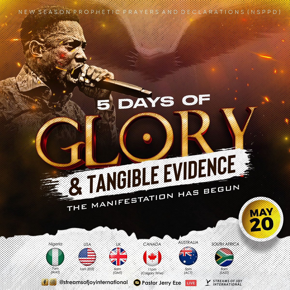 ●MAY IS A COVENANT MONTH ON THE FIRE-ALTAR. ●NSPPDIANS, YOU MUST NOT MISS A SECOND. THIS WEEK: 5DAYS OF GLORY AND TANGIBLE EVIDENCE. -THE MANIFESTATION HAS BEGUN. So for the second time they called the man who had been blind and said to him, “Give glory to God. We know that