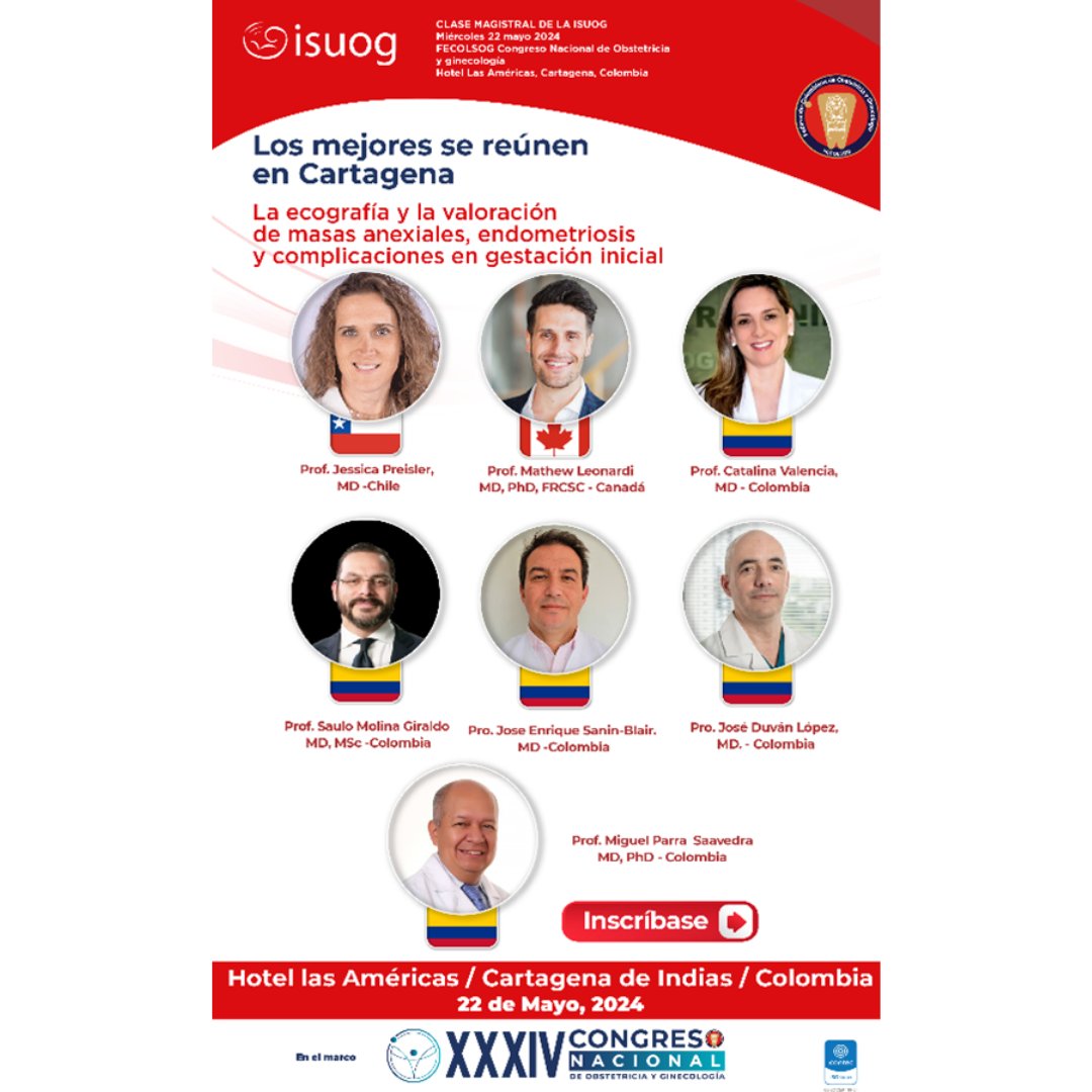 ¡Solo faltan 3 días para la experiencia de aprendizaje de clase mundial en Cartagena, Colombia! En colaboración con @FECOLSOG, las clases magistrales regionales de la #ISUOG compartirán las últimas investigaciones y las mejores prácticas en #OBGYN. bit.ly/3ONP8EF