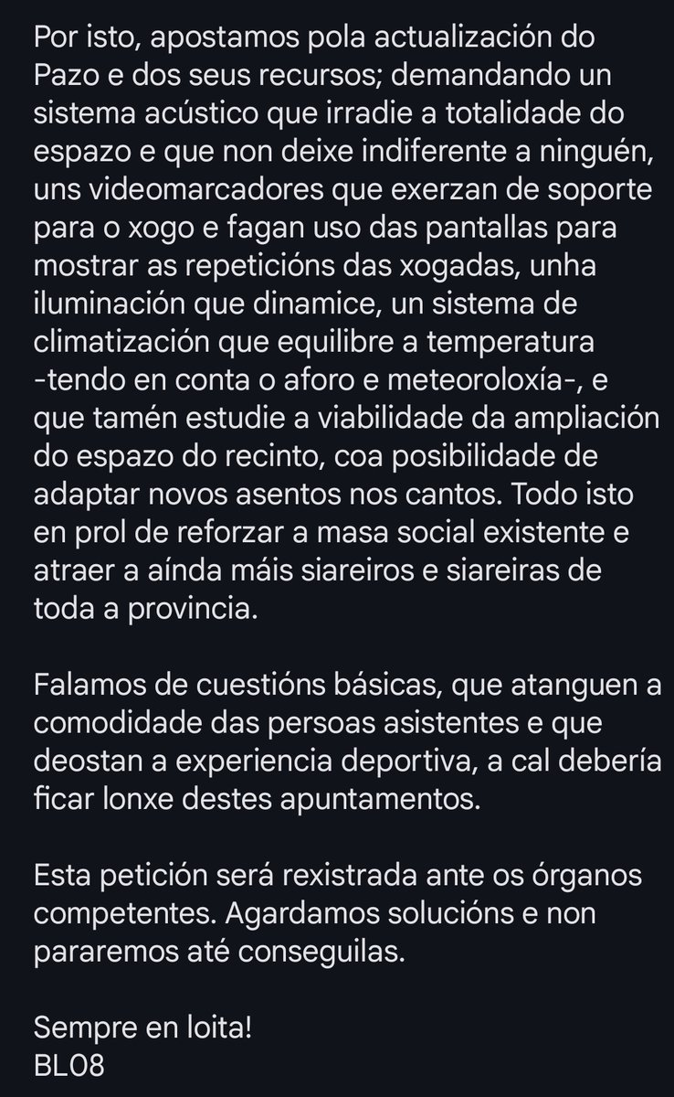 EmbreogadosBL's tweet photo. 🛑 COMUNICADO PAZO DOS DEPORTES 🛑 #PorUnPazoDigno https://t.co/Ly1kgXr5zn