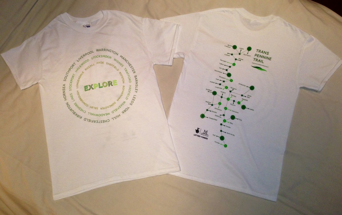 TPT_National's tweet photo. Summer has arrived so treat yourself to a TPT T-shirt. It includes the names of places covered by the Trail on the front & a dot-to-dot route map of the TPT on the reverse. Order yours at: https://t.co/9wtFJUMFWt (medium size currently out of stock) #shopsunday https://t.co/4CP37Nn14p