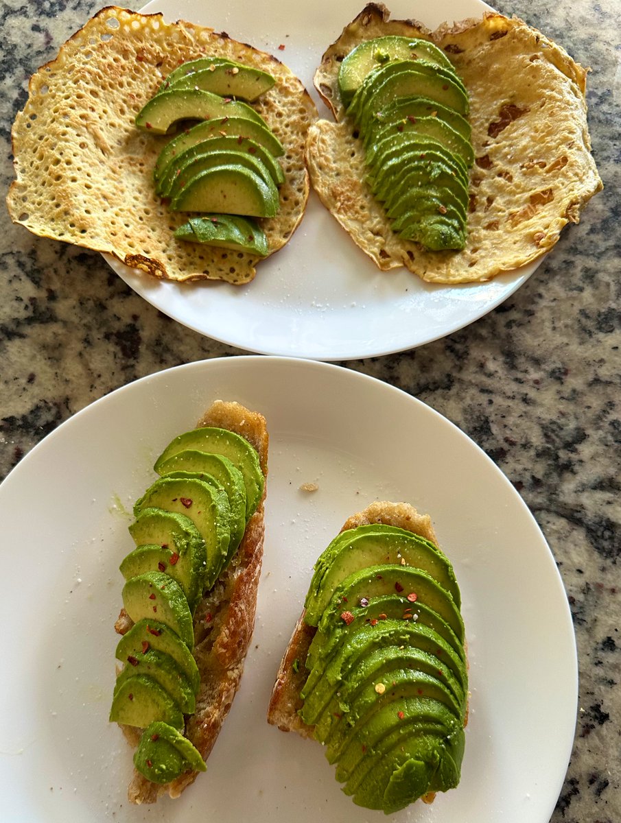 When you are blessed with that *perfect* avocado that’s ripe *today* you have no choice but to make avocado toast and avocado dosa wrap
for breakfast! 

A Sunday morning delicious win!! 

#breakfast #SundayMorning #avocado #avocadotoast #avotoast #sourdough #dosa #avocadodosa