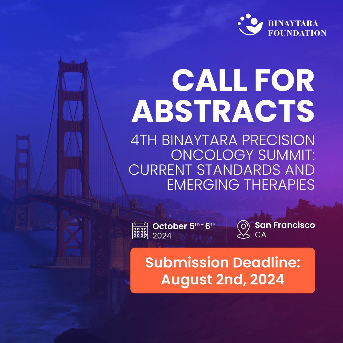 📷Abstract submissions for the 4th Binaytara Precision Oncology Summit are now open! Don’t miss this opportunity to present your research alongside experts in the field. 📷 Submit your precision oncology related abstract by August 2nd! education.binayfoundation.org/.../abstracts-…... #CME