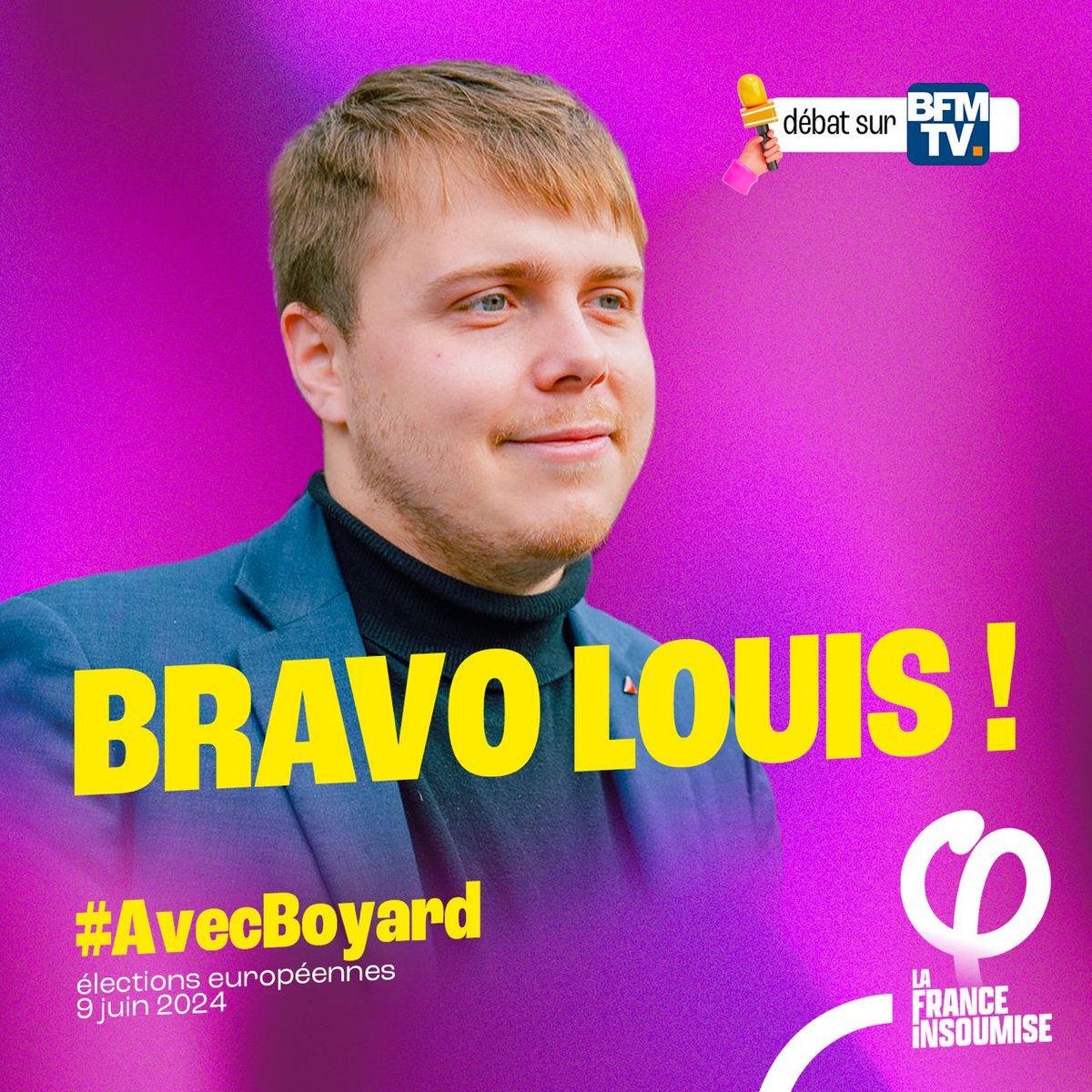 🔥 De punchlines en punchlines, avec toujours l'argumentation politique nécessaire : @LouisBoyard a maitrisé son débat face à Bellamy.

✅ Fierté d'être aux côtés de militants de cette qualité.

On continue !

#UnionPopulaire 
#AvecBoyard