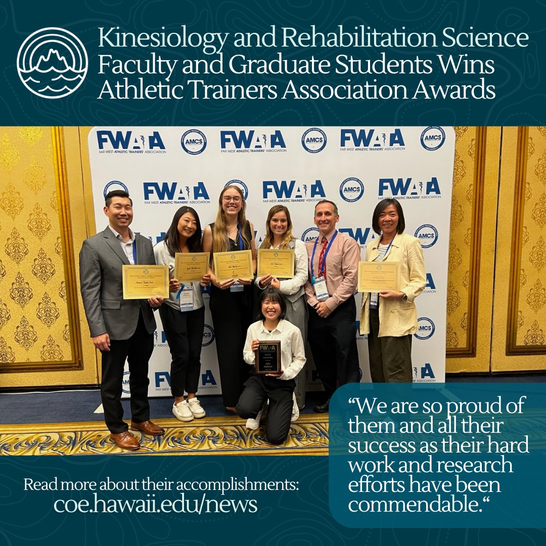 Amazing work by the Department of Kinesiology and Rehabilitation Science faculty and graduate students, who received a scholarship, grant, and multiple awards at the Far West Athletic Trainers Association! 
Check out more about their awards at bit.ly/4asvYMG!