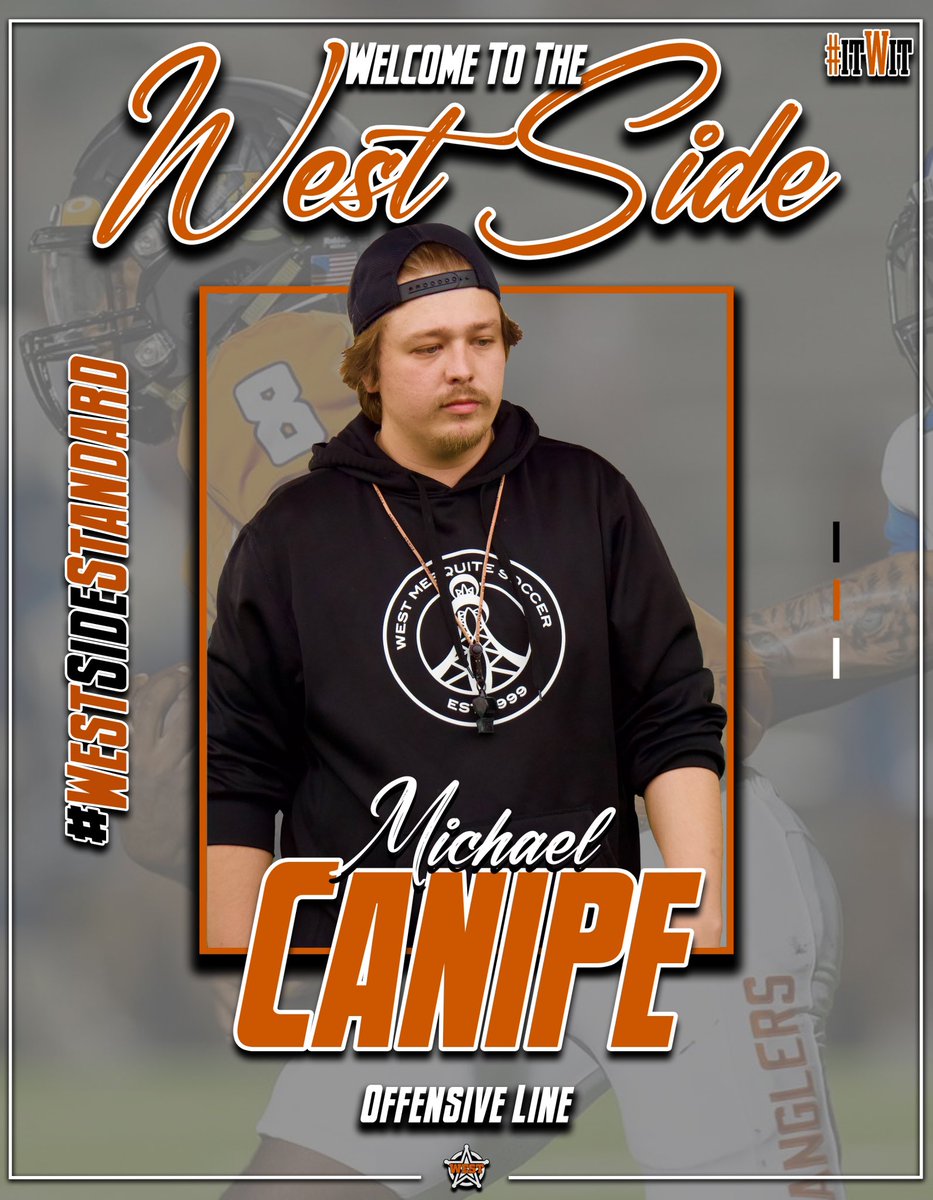 Welcome back to The West Side our Asst. Offensive Line Coach @CoachCanipe! One of the smartest guys you’ll meet and is committed to the brand and the kids! It’s about to be real special in The West!

#WestSideStandard | #ITWIT