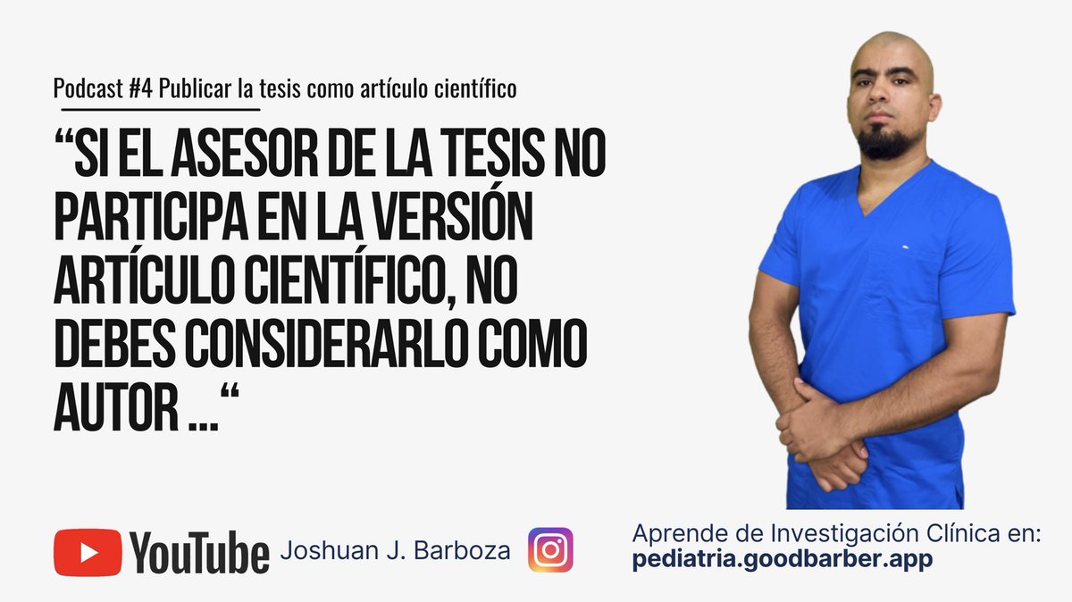 joshuanbarbozam's tweet image. Podcast: PUBLICAR LA TESIS COMO ARTÍCULO CIENTÍFICO

Mira el episodio en:
youtu.be/lEY_mYhuX3M?si…

Comparte y síguenos