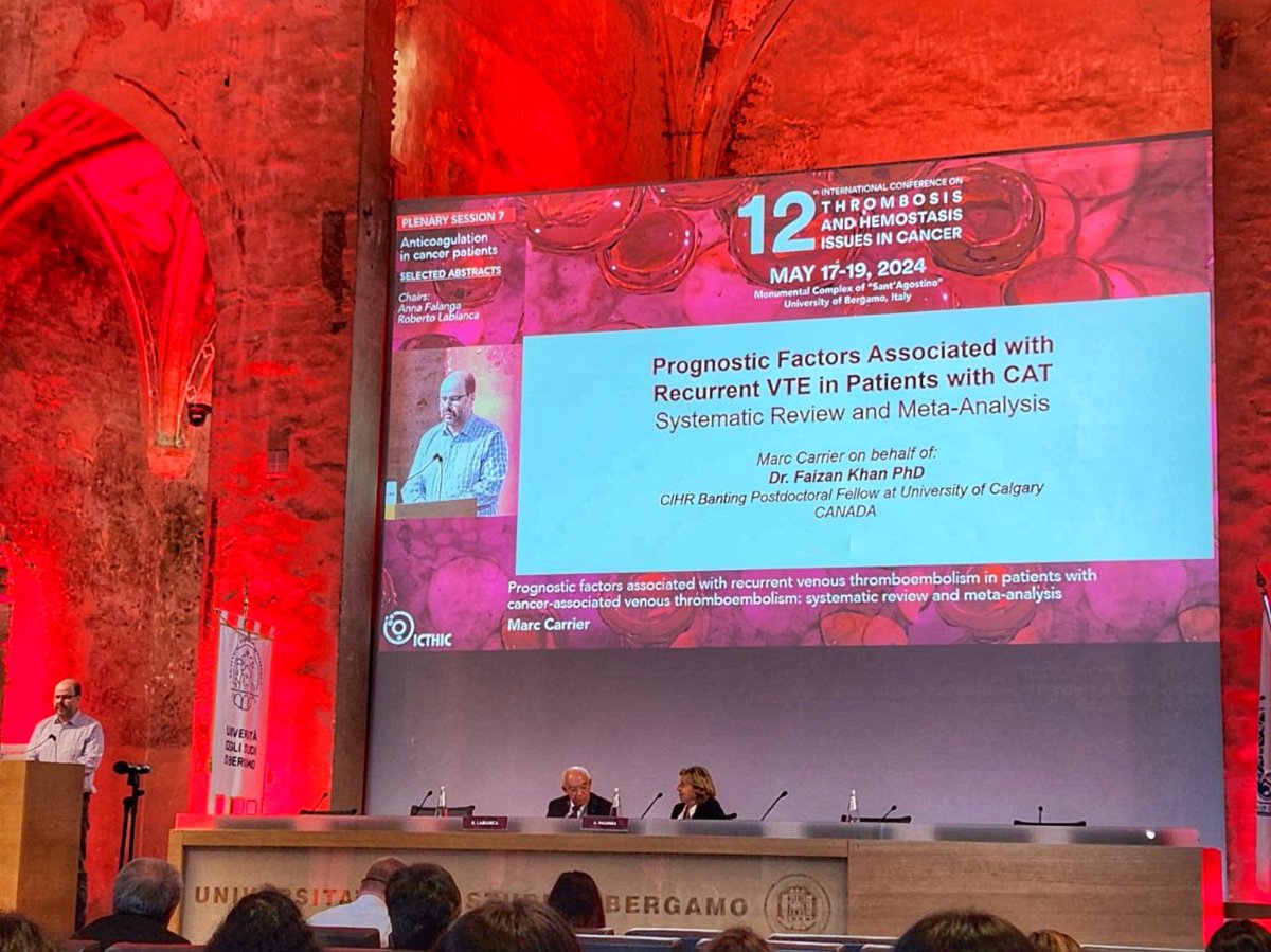 Faizan Khan, PhD (@faizank91) on Twitter photo Sad to have missed #ICTHIC2024 this year. Thanks <a href="/MarcCarrier1/">Marc Carrier</a> for presenting our meta-analysis of prognostic factors associated w/ recurrent #VTE in patients with cancer-associated VTE. Stay tuned for the full publication, including factors for bleeding in these patients. Sad to have missed #ICTHIC2024 this year. Thanks <a href="/MarcCarrier1/">Marc Carrier</a> for presenting our meta-analysis of prognostic factors associated w/ recurrent #VTE in patients with cancer-associated VTE. Stay tuned for the full publication, including factors for bleeding in these patients.