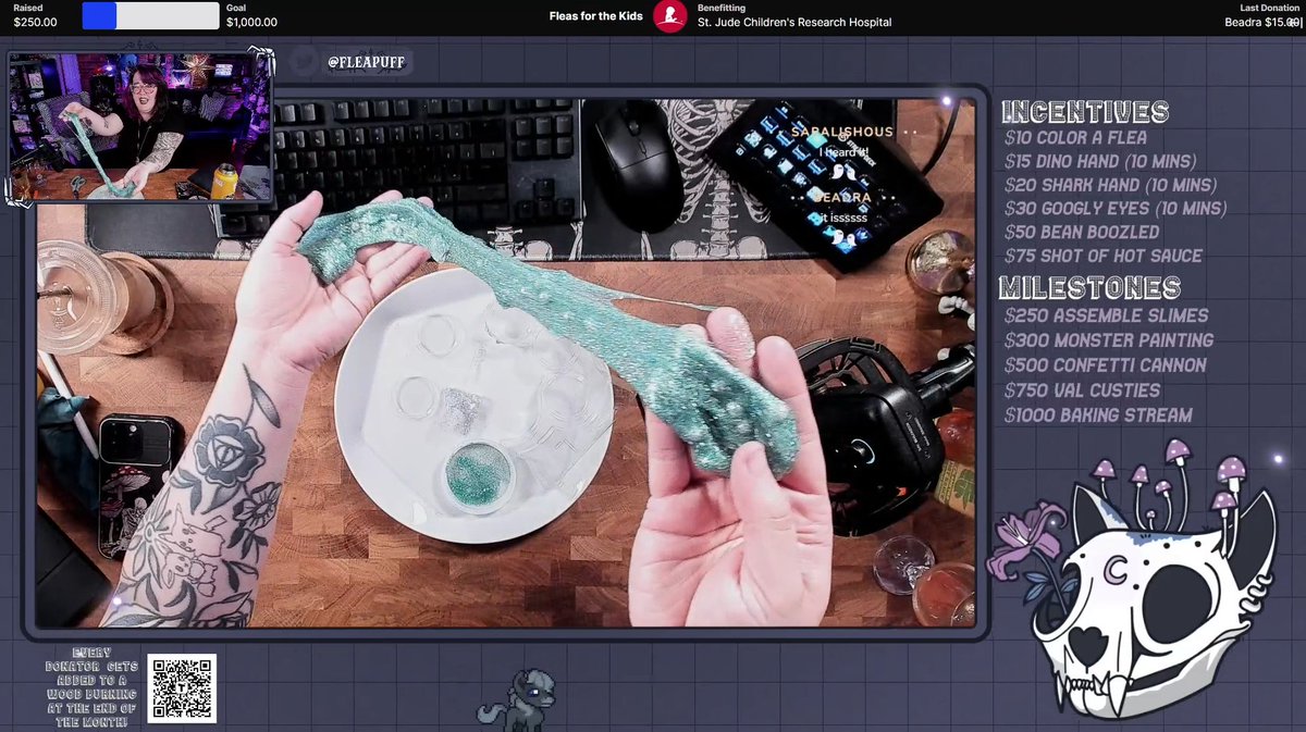 WE HIT OUR $250 GOAL AND MADE THE AMAZING MERMAID SLIME <a href="/StJudePLAYLIVE/">St. Jude PLAY LIVE</a> SENT US!

On our way to unlocking a monster painting stream!!!

Come hang!

twitch/fleapuff