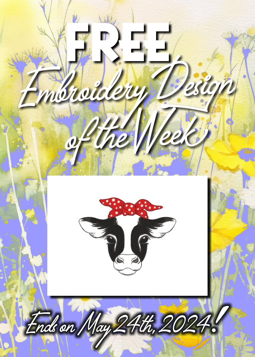 #FreeEmbroideryDesignOfTheWeek 😍 Cow from NinoEmbroidery
ℹ️ Remember you have 7️⃣ days from the time CreativeFabrica posts the listing to add it to your account and download it at any time thereafter. pin.it/1OgnH027Z via @pinterest