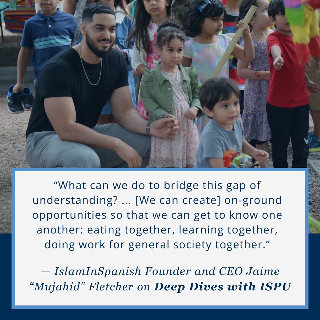 New Deep Dives with ISPU podcast episode: Dalia Mogahed & Jaime 'Mujahid' Fletcher chat about Islamophobia among Latinos in the U.S., countering mainstream media with education about Islam and Muslims, and more. Listen now: hubs.li/Q02xGkXm0