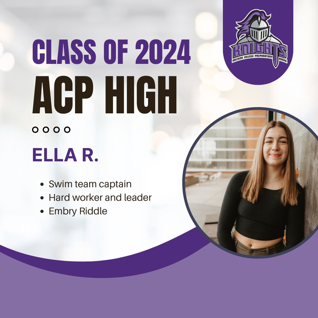 Ella R. is a dedicated student, hard worker, and a great leader, especially as swim team captain. Her family is so excited to see what she’ll do. After graduation, she will study aerospace engineering at Embry Riddle. #WeAreChandlerUnified #ACPKnights #Classof2024 @ACPKnights
