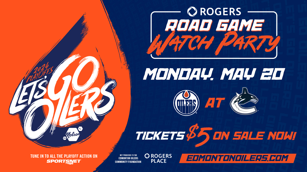 🧡💙 GAME 7️⃣ WATCH PARTY!! Tickets are on sale NOW for tomorrow's @Rogers Road Game Watch Party at #RogersPlace for the FINAL GAME of the @EdmontonOilers series against the Vancouver Canucks!