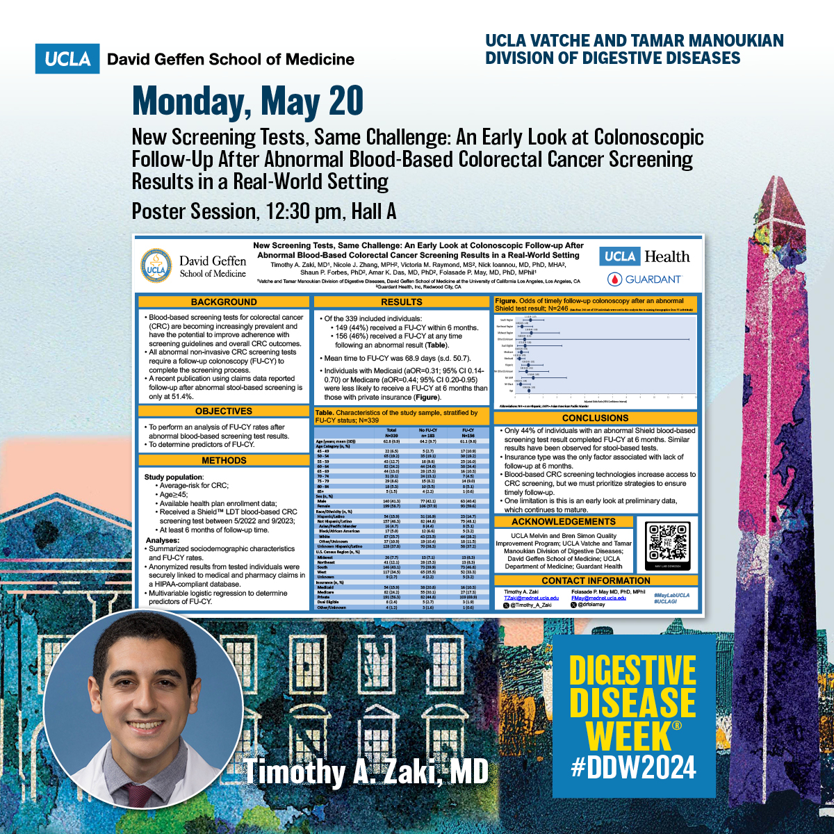 UCLA Gastroenterology and Hepatology (@uclagihep) on Twitter photo #DDW2024 May 20, 12:30pm, Hall A!
New Screening Tests, Same Challenge: An Early Look at Colonoscopic Follow-Up After Abnormal Blood-Based #CRC Screening Results in a Real-World Setting
👤<a href="/Timothy_A_Zaki/">Timothy Zaki, MD</a>
👥N Zhang VM Raymond N Ioannou SP Forbes A Das <a href="/drfolamay/">Fola May, MD PhD</a> #MayLabUCLA #DDW2024 May 20, 12:30pm, Hall A!
New Screening Tests, Same Challenge: An Early Look at Colonoscopic Follow-Up After Abnormal Blood-Based #CRC Screening Results in a Real-World Setting
👤<a href="/Timothy_A_Zaki/">Timothy Zaki, MD</a>
👥N Zhang VM Raymond N Ioannou SP Forbes A Das <a href="/drfolamay/">Fola May, MD PhD</a> #MayLabUCLA