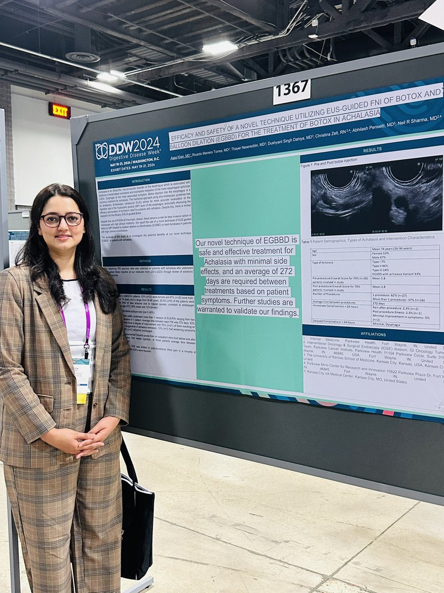 Check out our poster on ⭐️EUS-Guided FNI of Botox and Balloon Dilation (EGBBD) in Achalasia⭐️ at 1367 #DDW2024 @ASGEendoscopy @WomeninEndo