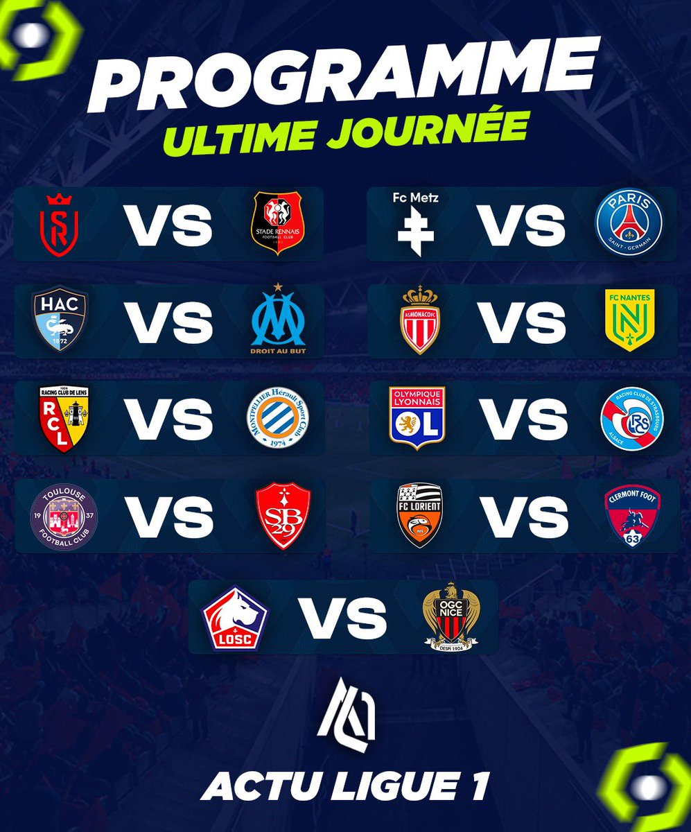 ActuL1_'s tweet photo. MOINS D'UNE HEURE AVANT LE DERNIER #MULTIL1 DE LA SAISON ! ๐ฅต๐ซ๐ท
Vos pronos ? ๐ฎ https://t.co/PkW2Kisr1e