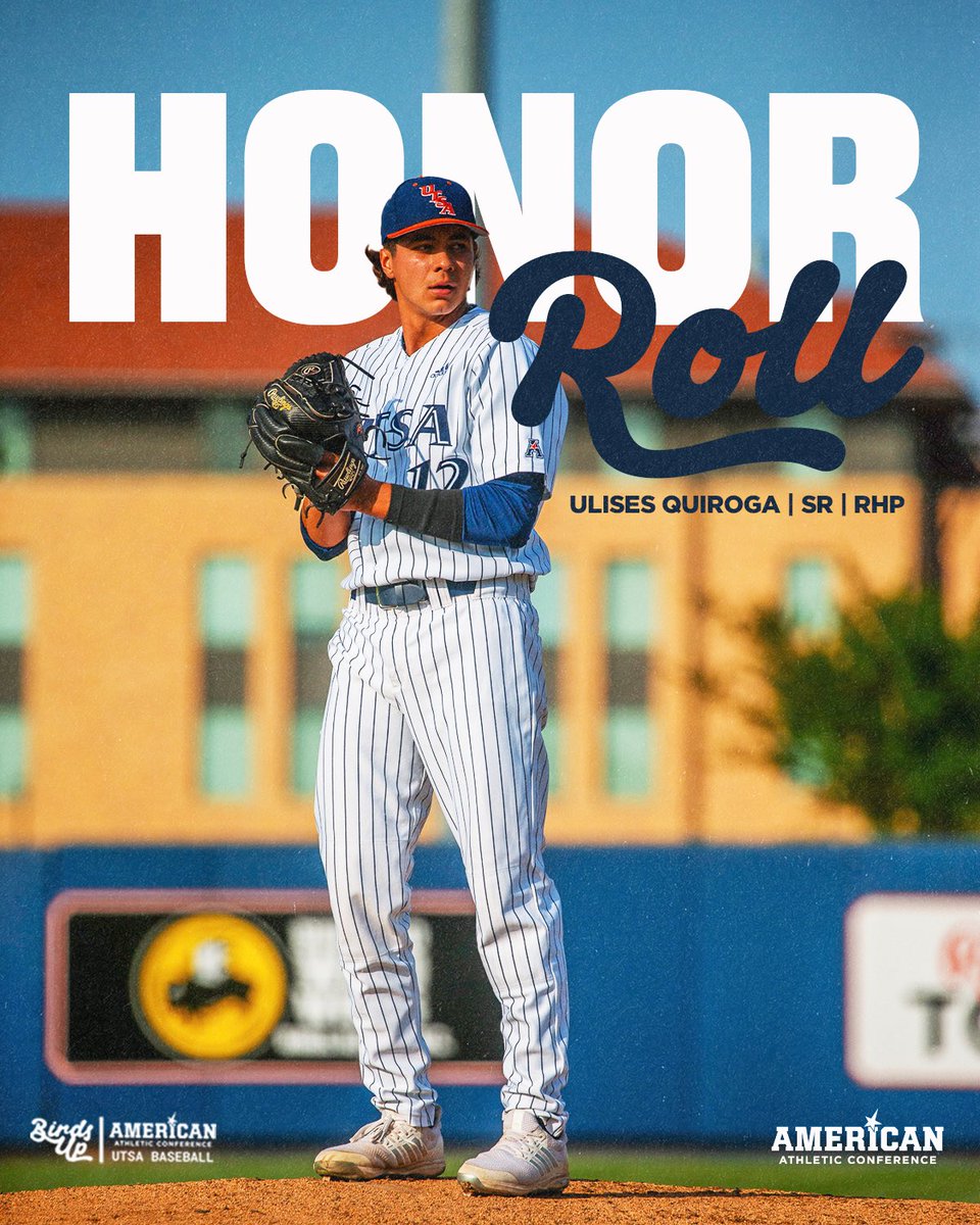 UTSA Baseball โพ๏ธ (@utsabsb) on Twitter photo Uli keeps stacking the honors! โญ๏ธ
๐ 1-0, 5.2 IP, 4 K, 1.59 ERA
โ
<a href="/American_Conf/">The American</a> Honor Roll
#BirdsUp ๐ค | #LetsGo210 Uli keeps stacking the honors! โญ๏ธ
๐ 1-0, 5.2 IP, 4 K, 1.59 ERA
โ
<a href="/American_Conf/">The American</a> Honor Roll
#BirdsUp ๐ค | #LetsGo210