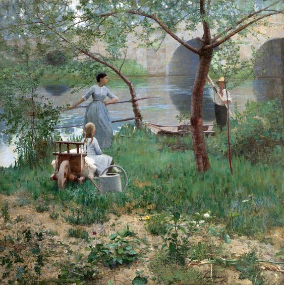 🎨John Lavery  (1856–1941) “Under the cherry tree.”