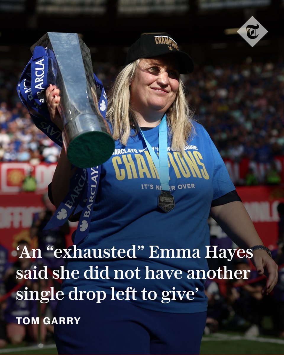 ‘Exhausted’ Emma Hayes in fairy-tale ending as Chelsea land fifth WSL title in a row 🔗 telegraph.co.uk/football/2024/… #TelegraphWomensSport | #WSL