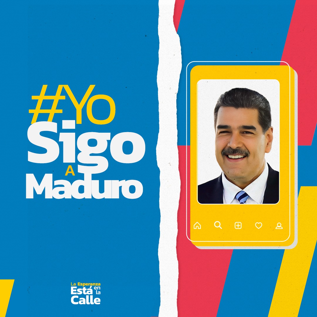 #YoSigoAMaduro 
<a href="/NicolasMaduro/">Nicolás Maduro</a> 
Sigue sus cuentas:

Tik Tok:
tiktok.com/@nicolasmaduro…
Instagram:
instagram.com/nicolasmaduro?…
Facebook:
facebook.com/NicolasMaduro?…
X:
x.com/NicolasMaduro?…

¡VENEZUELA SIEMPRE VENCE!