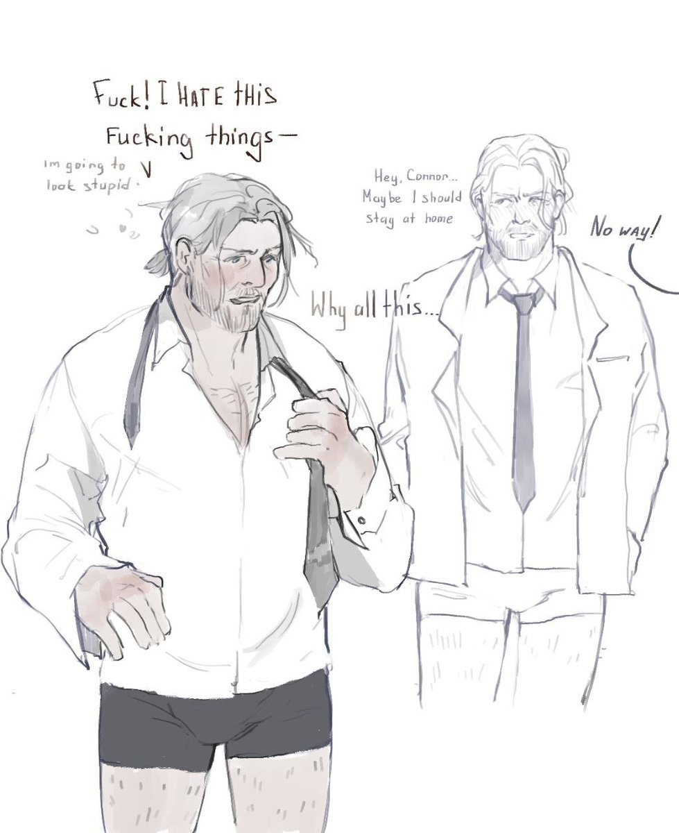 Hank is sexy anyway, but I think Connor loves/enjoys dressing him up and then admiring him.

#hannor #hankcon #detroitbecomehuman #dbh #rk800 #hankanderson