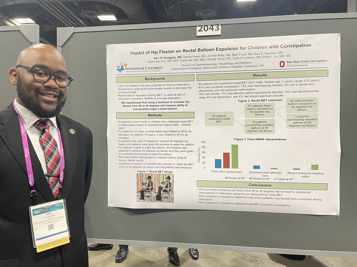 Outstanding work by our <a href="/nationwidekids/">Nationwide Children's Hospital</a> <a href="/PedsMotility/">NCH GI Motility Center</a> team! 

<a href="/OhioStateMed/">The Ohio State University College of Medicine</a> medical student Julia Turner
<a href="/nationwidekids/">Nationwide Children's Hospital</a> pediatric resident <a href="/nail_scoggins/">Na'il Scoggins, MD</a> 
<a href="/nationwidekids/">Nationwide Children's Hospital</a> pediatric GI fellow <a href="/jsmkhoo/">Janice K</a> 
Doctoral candidate <a href="/juliavdzande/">Julia van der Zande</a> 

Stop by #ddw24 poster session!