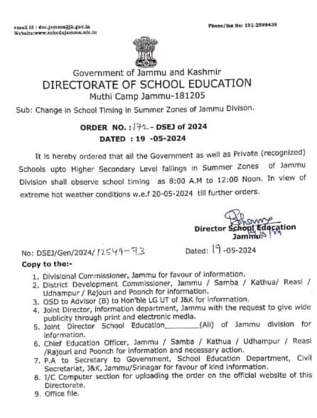 Good decision of School Education Department in the interests of children. @OfficeOfLGJandK