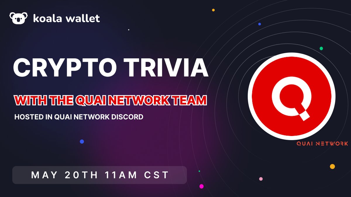 🔥 Dive into Crypto Trivia w @QuaiNetwork 🎁 Prepare for a fun session full of questions and prizes 📅 TOMORROW, May 20th ⏰ Starting at 4 PM UTC 🔗 Don't miss out: discord.com/invite/quai 🥳