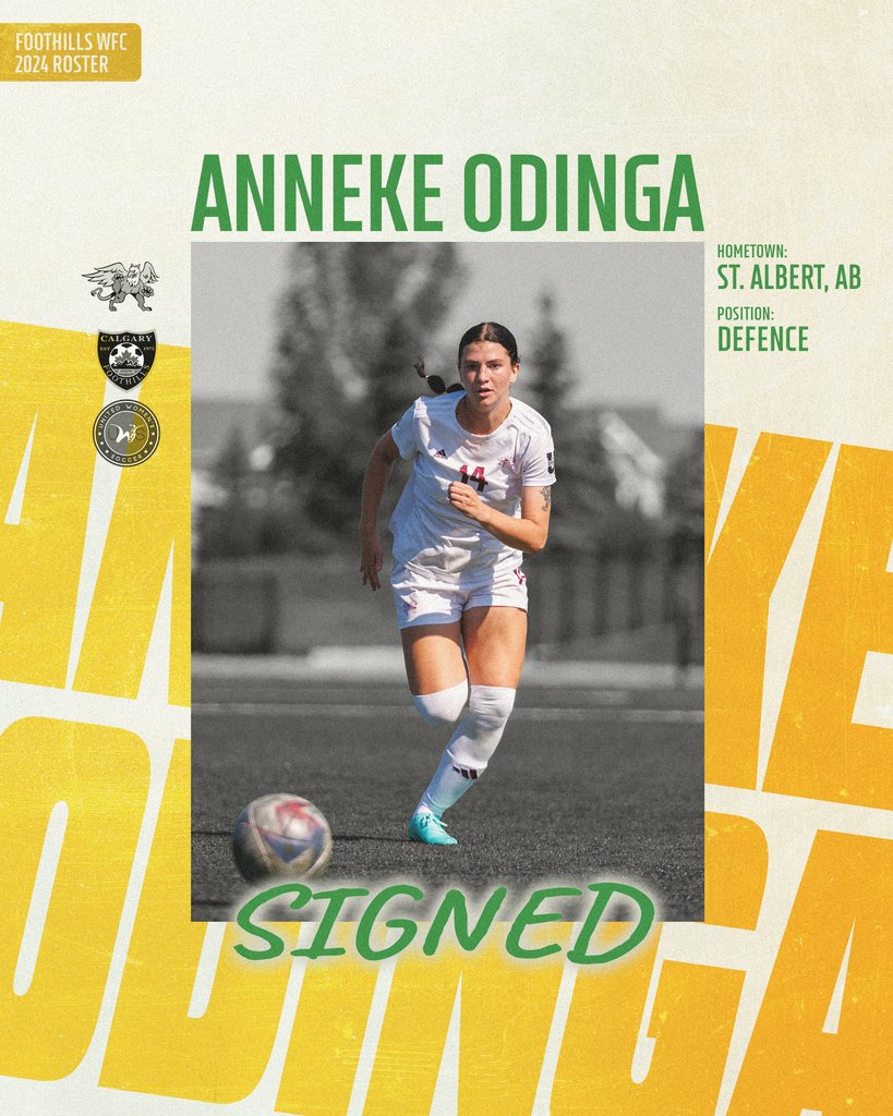 A warm welcome to Anneke Odinga, joining us from St. Albert! 🌟 This defender, currently at MacEwan University, has played for St. Albert in League1. A dynamic, attack minded defender who will also solidify our backline! 💪 #WelcomeAnneke #FoothillsFamily #DefensiveStrength