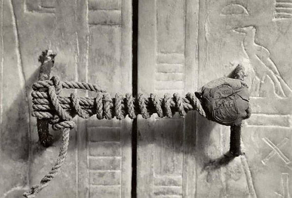 30. The unbroken seal on Tutankhamun's tomb, 1922 (after being untouched for approximately 3245 years).