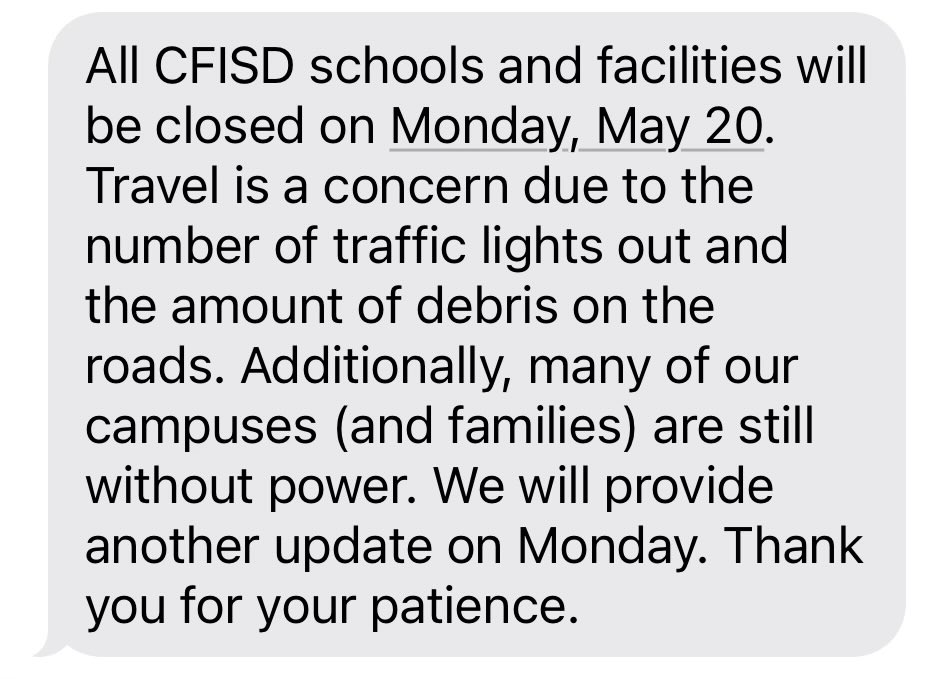 Houston peeps! So CyFair just closed tomorrow, anyone heard anything from Spring Branch or HISD? 👀