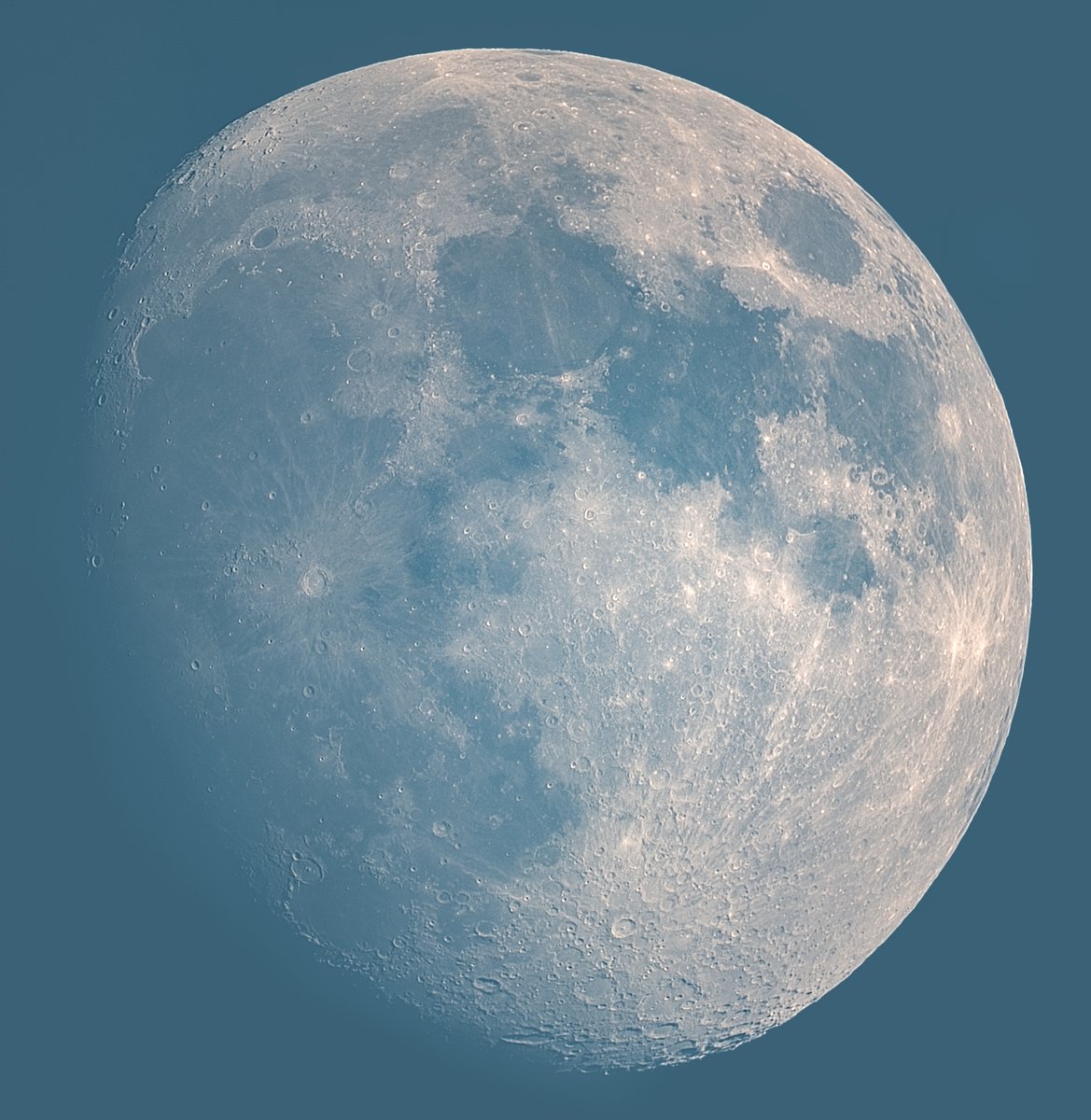 Sunday (19th May) evenings Moon at 87%. Image captured using SharpCaps Live Stacking tool. 100 images stacked together. @MoonHourSocial #astronomy #astrophotography @ThePhotoHour