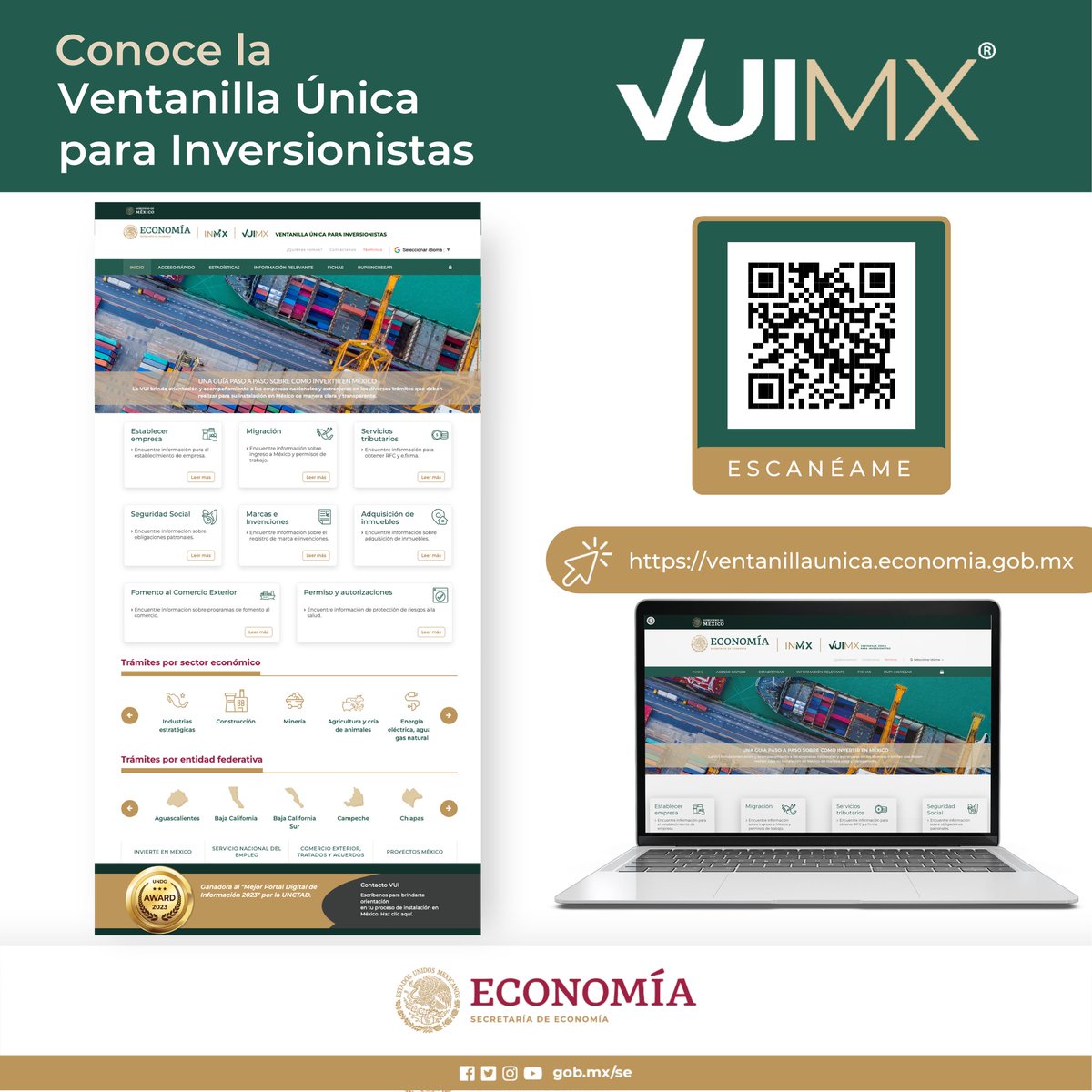 Si eres inversionista mexicano o extranjero y quieres establecer tu inversión en México:

La Secretaría de Economía pone a tu disposición la Ventanilla Única para Inversionistas #VUIMx, un mecanismo público y gratuito que te guiará paso a paso en los trámites que debes realizar