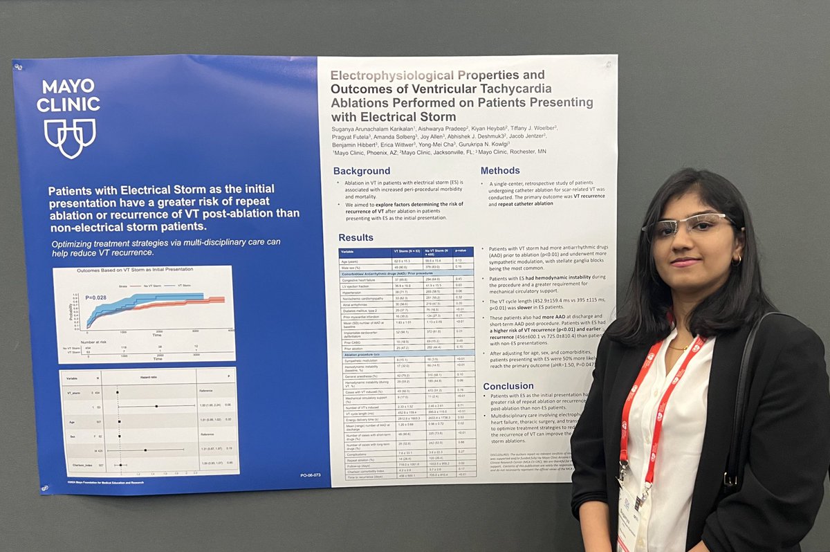 Suganya (@aksuggie_dr) on Twitter photo Amazing experience presenting my poster on “EP outcomes on ablations performed on patients presenting with Electrical Storm” at #HRS2024. Thanks to my teammates and mentors <a href="/TheRhythmDoc/">Gurukripa Kowlgi, MD, MS</a> <a href="/Pragyatf/">Pragyat Futela</a> <a href="/yongmeicha/">Yongmei Cha</a> <a href="/abhishek_mbbs/">Abhishek</a>. Amazing experience presenting my poster on “EP outcomes on ablations performed on patients presenting with Electrical Storm” at #HRS2024. Thanks to my teammates and mentors <a href="/TheRhythmDoc/">Gurukripa Kowlgi, MD, MS</a> <a href="/Pragyatf/">Pragyat Futela</a> <a href="/yongmeicha/">Yongmei Cha</a> <a href="/abhishek_mbbs/">Abhishek</a>.