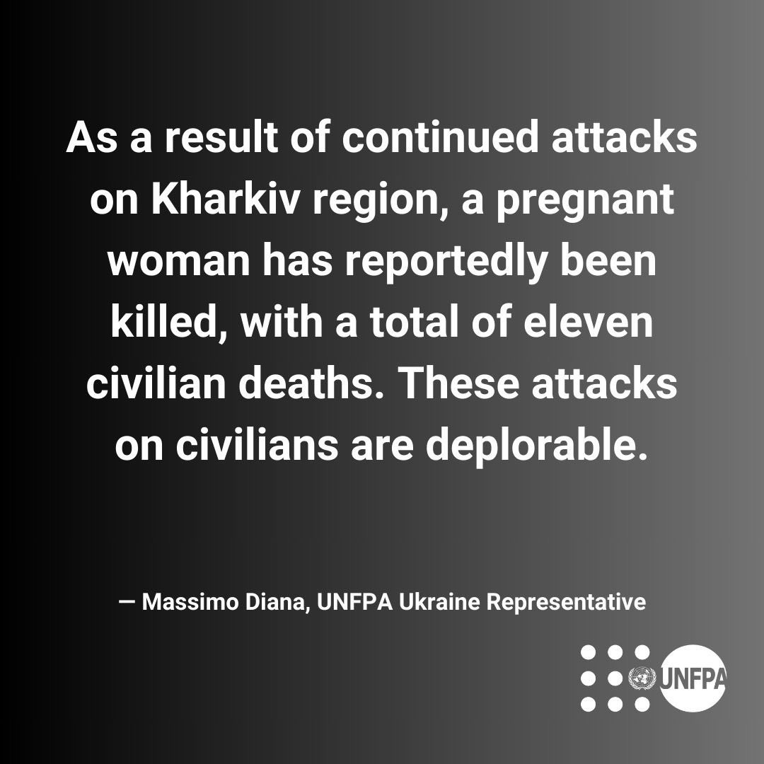 Horrible news: a pregnant woman was killed today in #Kharkiv region, among 11 civilian deaths. Increased attacks on the region have displaced over 16,000 people. Attacks in Kherson have intensified this week, injuring dozens of civilians. These attacks must stop.#StandwithUkraine