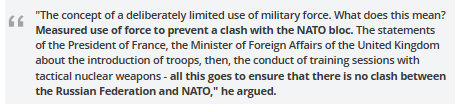 This has always been Russia's highly effective strategy to achieve its goals in Ukraine while protecting the northern hemisphere from nuclear annihilation by NATO and the depraved US, UK, EU regimes: