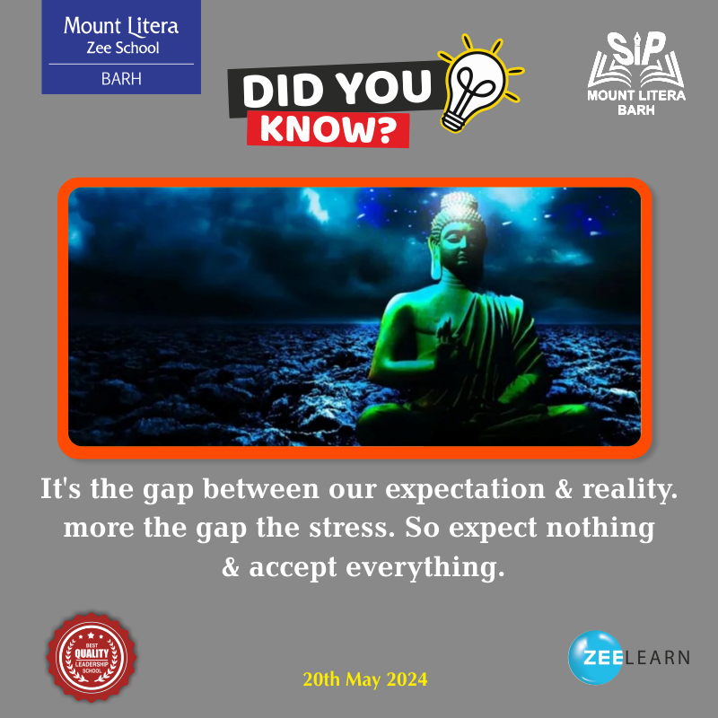 Did you know? It's the gap between our expectation & reality. more the gap the stress. So expect nothing & accept everything. ☎️ 𝐂𝐚𝐥𝐥 𝐟𝐨𝐫 𝐦𝐨𝐫𝐞 𝐝𝐞𝐭𝐚𝐢𝐥: 7033338888 | 7033339999 🌐 Visit: mountliterabarh.com