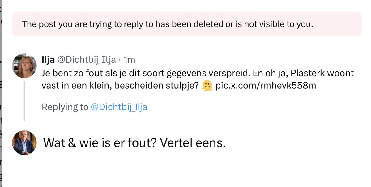 Weer zo’n linkse zeur met een grote mond. Als je netjes wilt antwoorden zijn ze op de vlucht geslagen. Bij @Dichtbij_Ilja moet je dus ook al niet onderduiken als het moeilijk wordt.