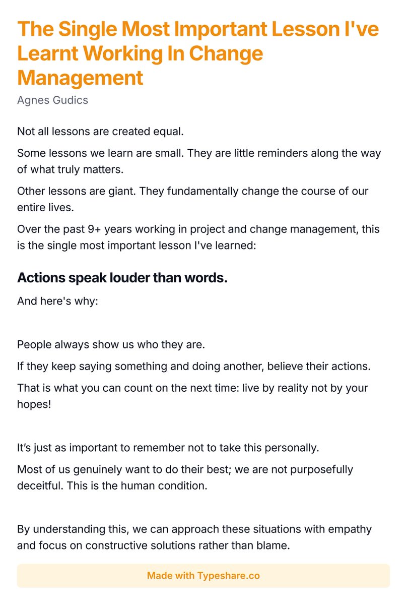 AgnesGudics's tweet photo. The Single Most Important Lesson I've Learnt Working In Change Management https://t.co/YAATDSOCY1