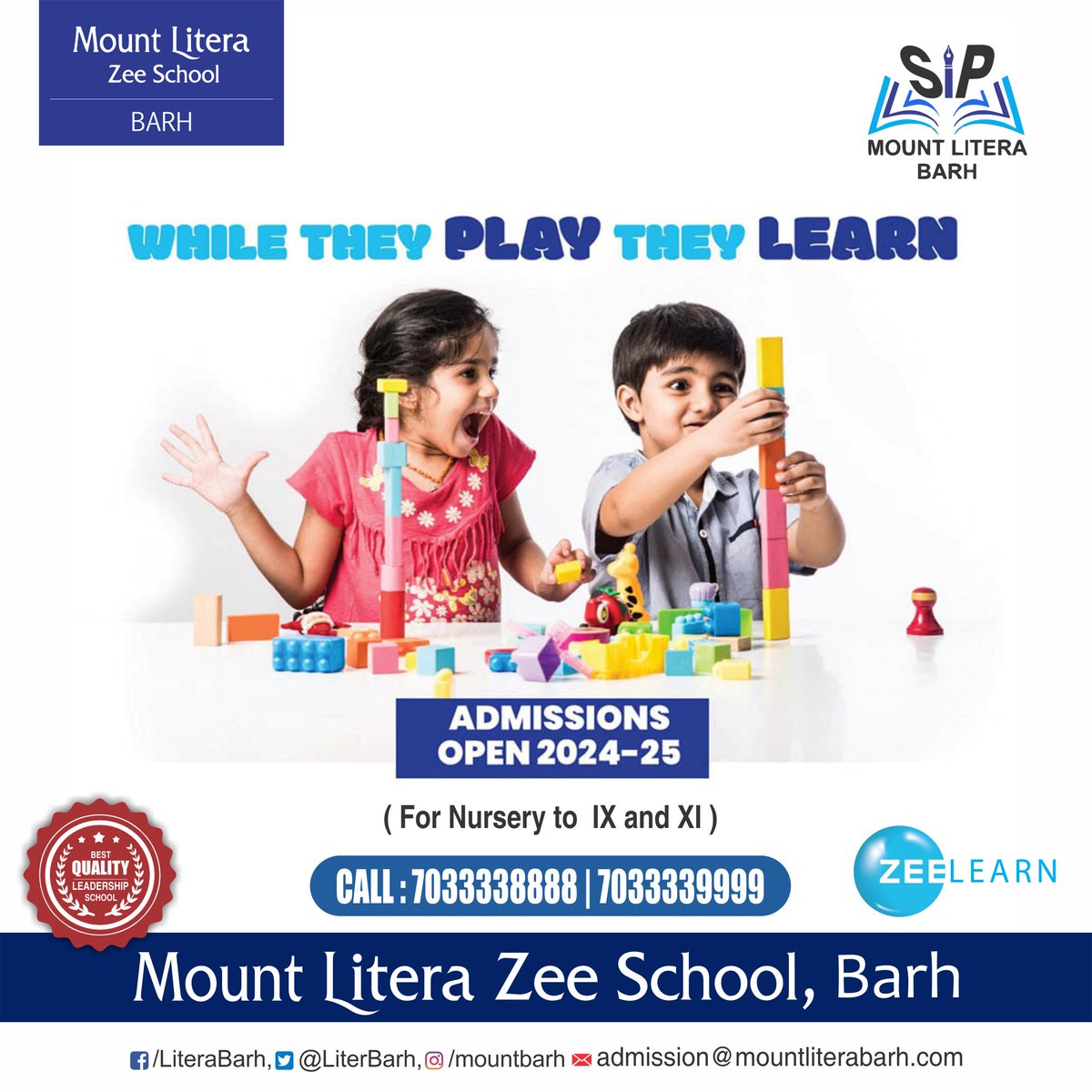 📷📷𝐀𝐝𝐦𝐢𝐬𝐬𝐢𝐨𝐧𝐬 𝐎𝐩𝐞𝐧 𝐅𝐨𝐫 𝟐𝟎𝟐𝟒-𝟐𝟎𝟐𝟓 📷📷 Choose Mount Litera Zee School Barh for your child's bright future. Grab your chance to study in one of the best school chains in the country. 📷 𝐂𝐚𝐥𝐥 𝐟𝐨𝐫 𝐦𝐨𝐫𝐞 𝐝𝐞𝐭𝐚𝐢𝐥: 7033338888 | 7033339999