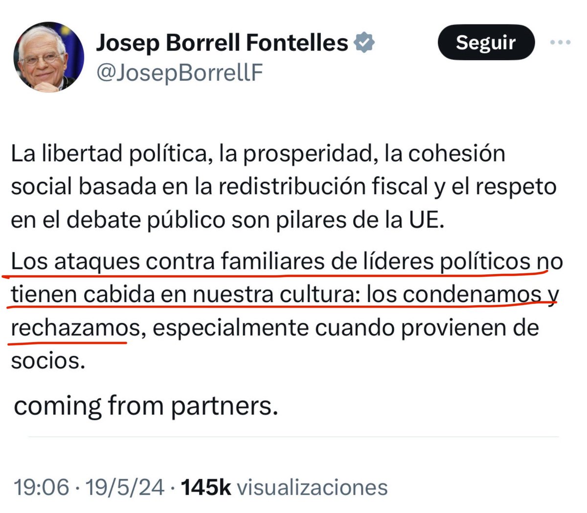 Muy bien Borrell defendiendo a @IdiazAyuso de los ataques del Gobierno a su pareja.