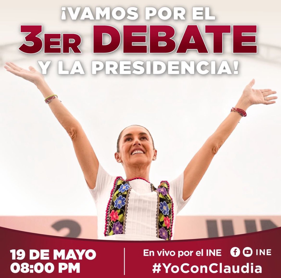 #HoyGanaClaudia y todo el pueblo de México♥️, vamos por más bienestar, vamos por más Morena ¡Con todo Presidenta @Claudiashein ! 
.
.
#YoConClaudia
#ClaudiaPresidenta
#VamosAGanar
