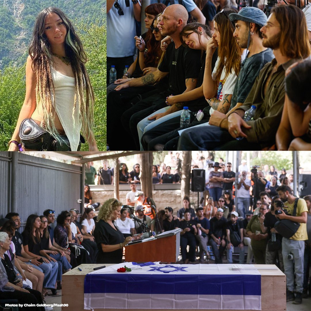 Today, thousands of people from across #Israel, including family members and friends, attended the funeral of Shani Louk to pay their final respects. Shani was murdered on October 7, 2023, by #Hamas terrorists, and her body was kidnapped to the #Gaza Strip. Her body was recently