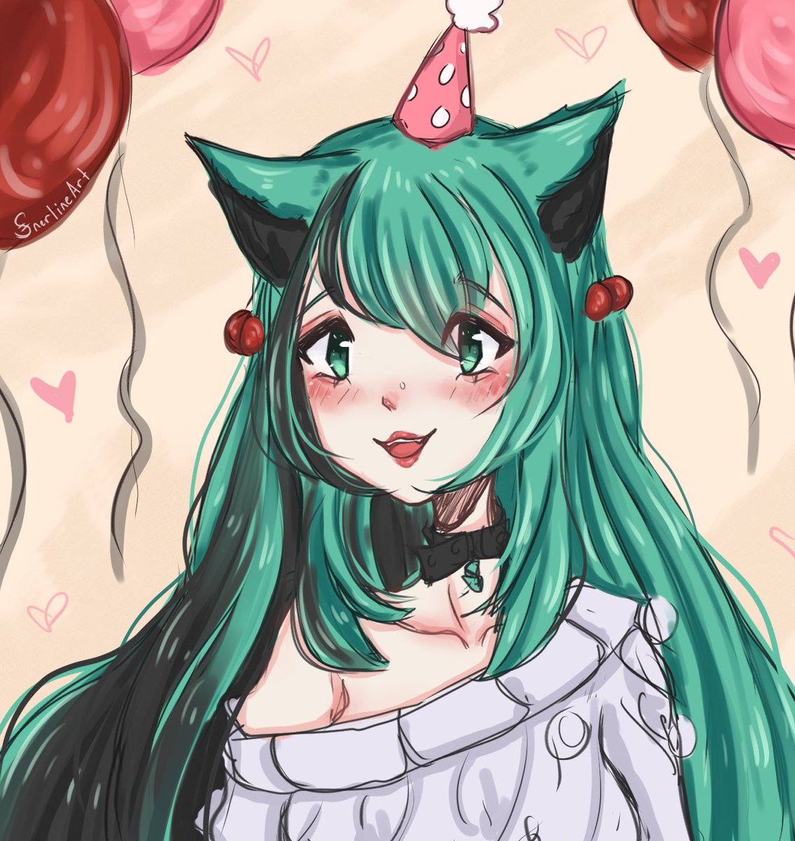Happy Birthday to the best Mint Kitty ever!! ☺️💚🎉🎈

#pintofgiggles #vtuberart