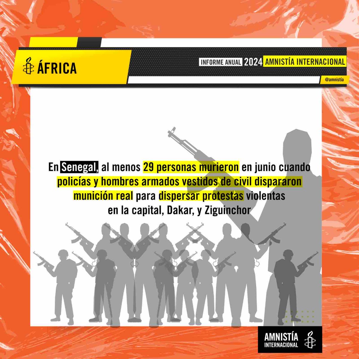 En Senegal continúa la represión de los derechos a la libertad de expresión. Detienen arbitrariamente a defensores #ddhh y periodistas. Los cuerpos de defensa hacen uso excesivo de la fuerza durante las protestas 📌 Conoce más del #InformeAnualAI amnesty.org/es/documents/p…